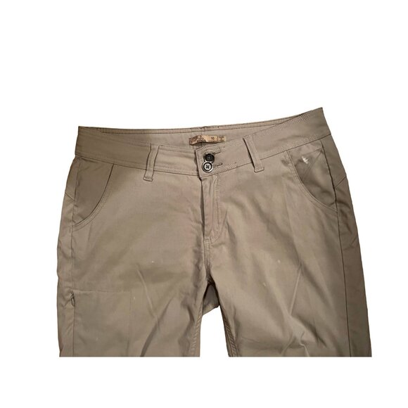Prana tan women's outdoor, lightweight hiking pants sz10, flat front, adjustable - Picture 2 of 9